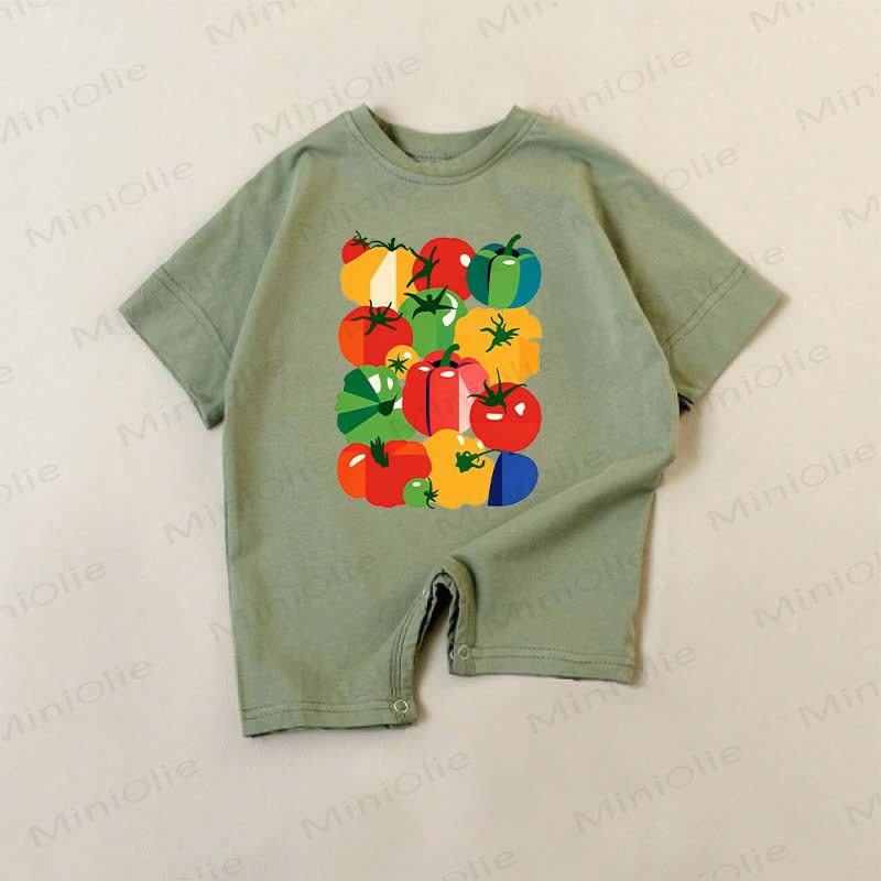 Baby Green Vegetables Pattern Romper - Green - 18-24M - image 1