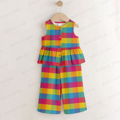 Toddler Multicolor Plaid Top and Pants 2-piece Set - Multicolor - 6-7T - image 1