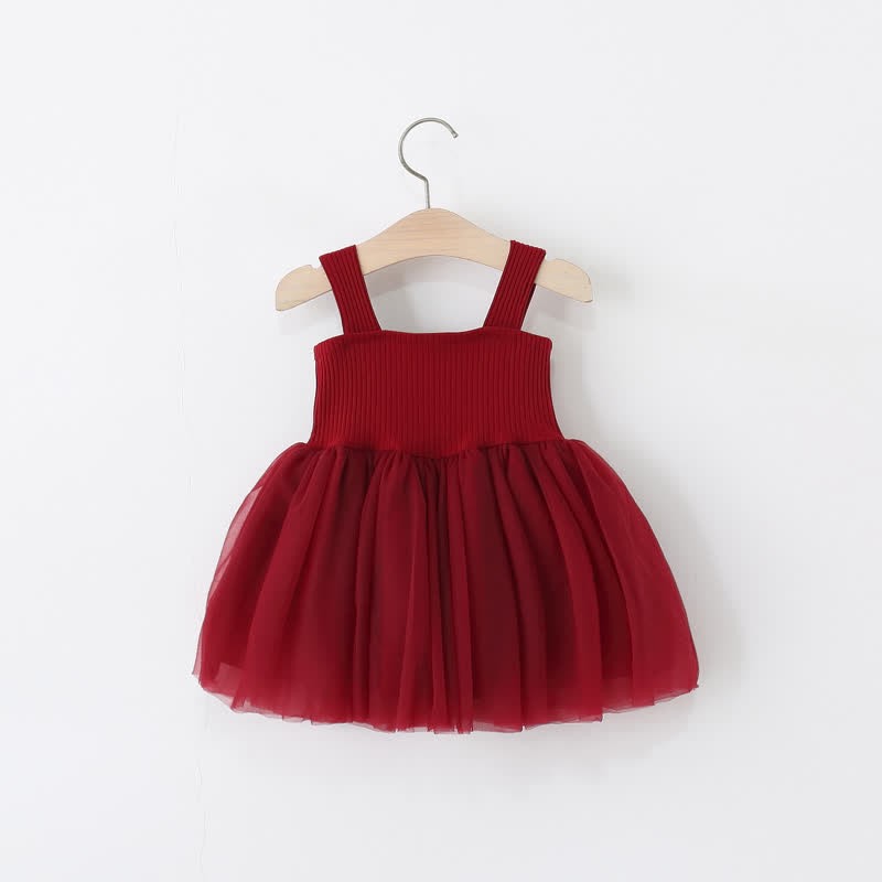 Toddler Solid Color 3D Bow Suspenders Dress - image 2