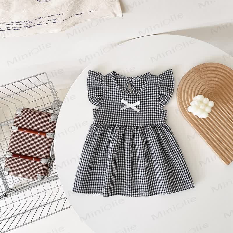 Baby Lovely Bow Plaid Ruffled Dress - Black - 3-4T - image 17