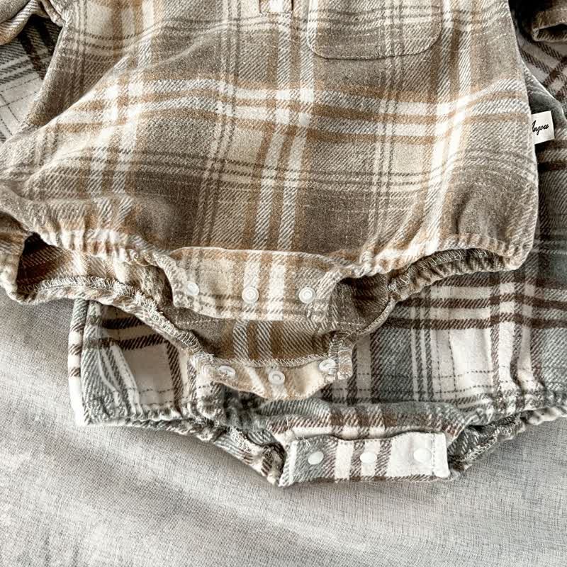 Baby Retro Plaid Lapel Romper/Bodysuit - image 16