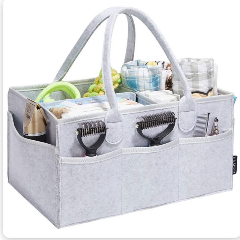 Large Capacity Multi-compartment Felt Bag - Grey - 38*24*20CM - image 2