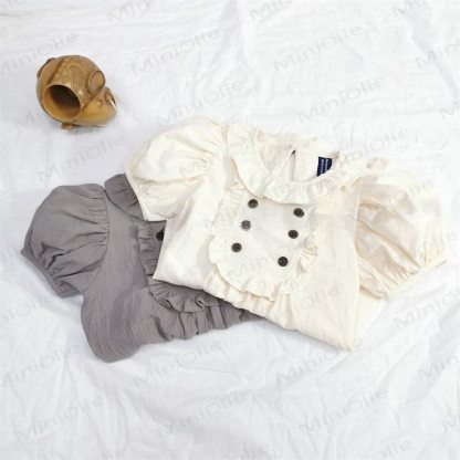 Baby Toddler Solid Color Ruffled Collar Dress - image 6