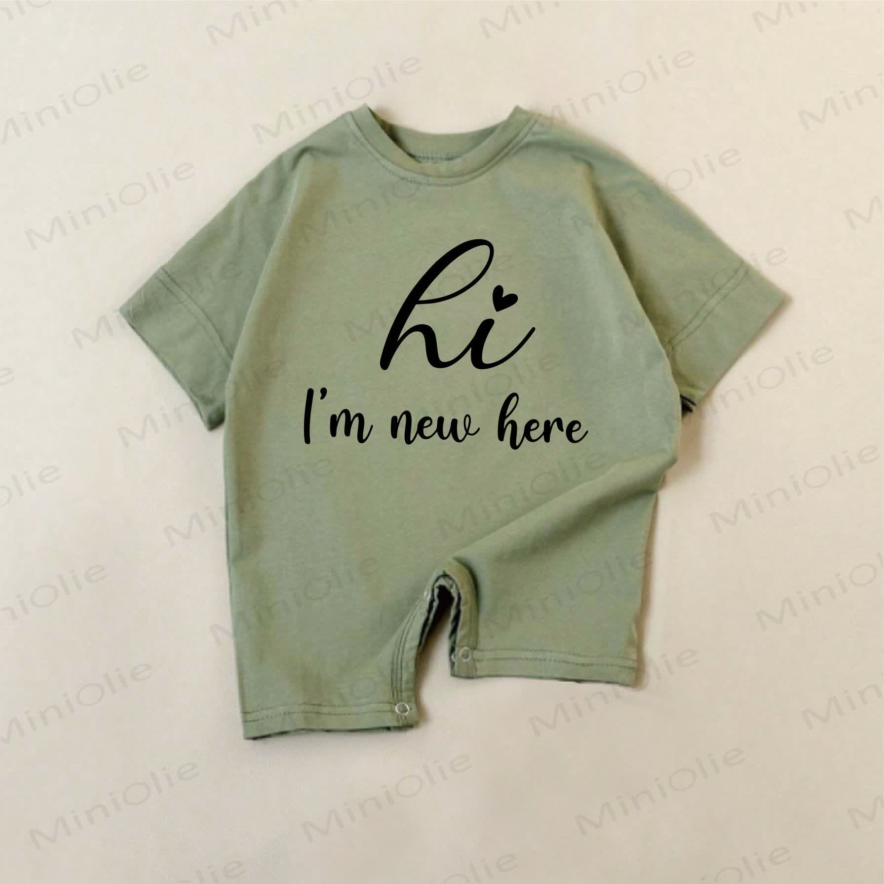 HI I'M NEW HERE Baby Green Slogan Romper - Green - 18-24M - image 1
