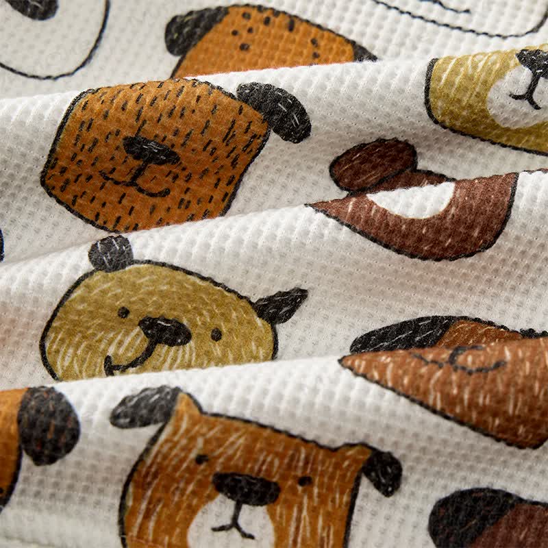 Baby White Puppy Print Waffle 2-piece Set - image 9