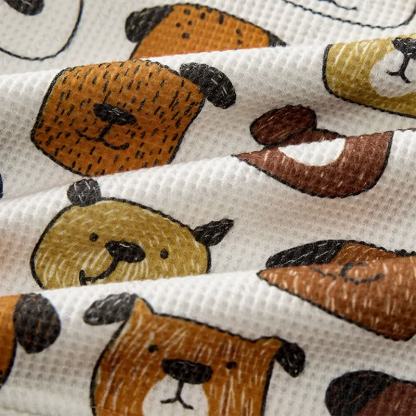 Baby White Puppy Print Waffle 2-piece Set - image 9