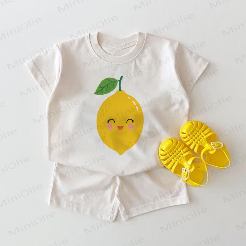 Baby Smiling Lemon Print White 2-piece Set - White - 18-24M - image 1