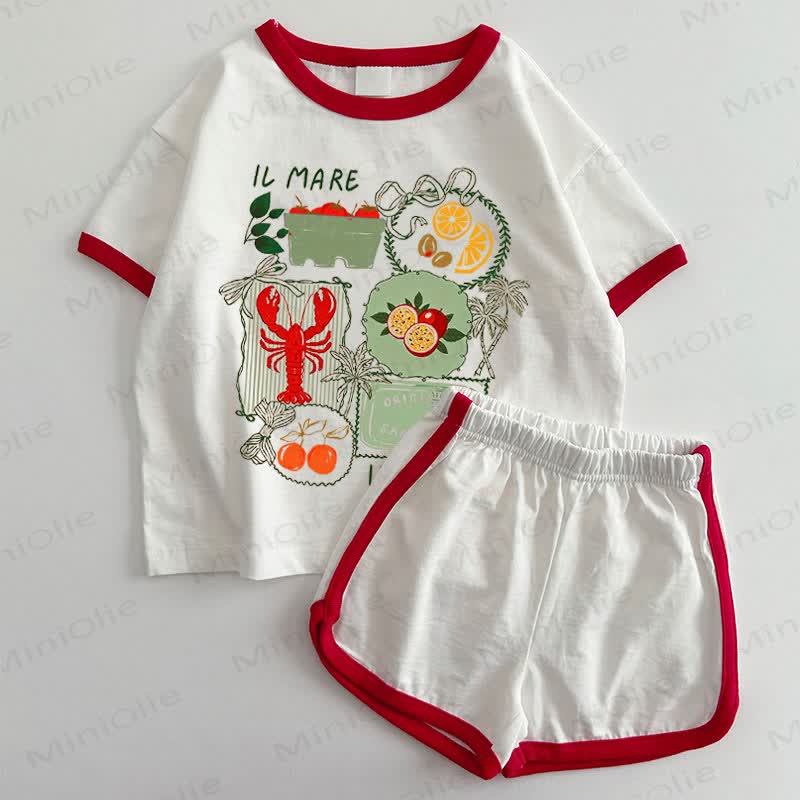 IL MARE Baby T-shirt and Shorts 2-Piece Set - White&Red - 3-5T - image 1
