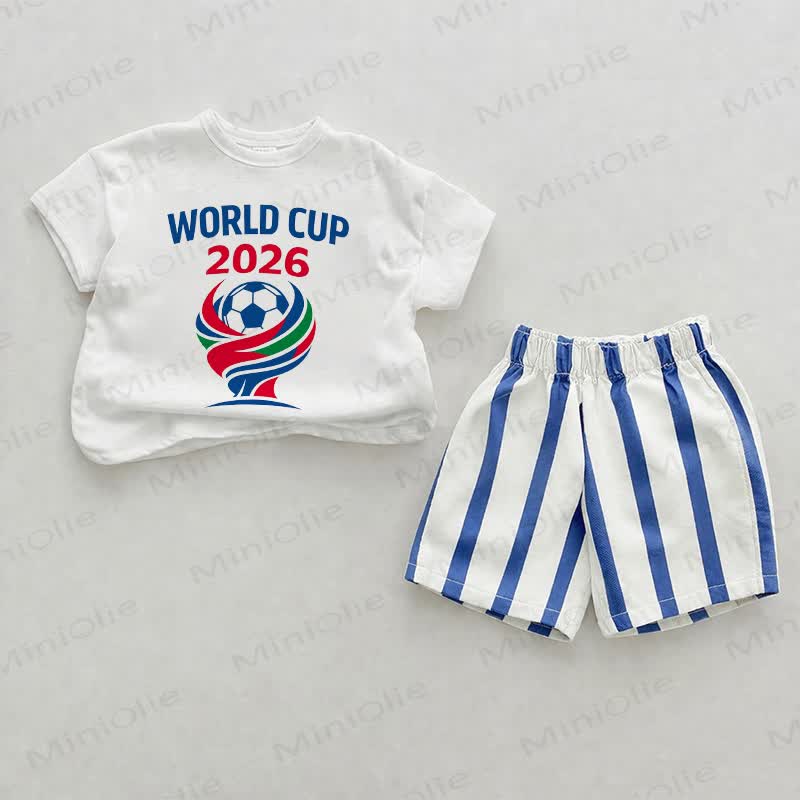 WORLD CUP 2026 Baby Blue Vertical Striped 2-piece Set - White&Blue - 2-3T - image 1