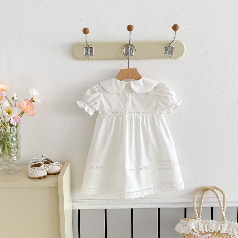 Toddler Girl Solid Color White Sweet Dress - image 2