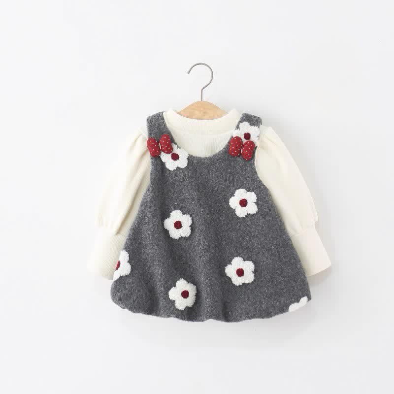 Baby Girl Flower Bow Sleeveless Dress - Grey - 5-6T - image 4