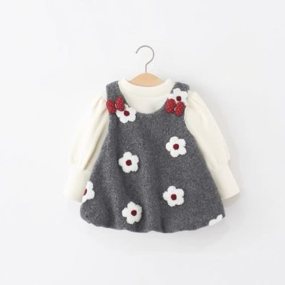 Baby Girl Flower Bow Sleeveless Dress - Grey - 5-6T - image 4