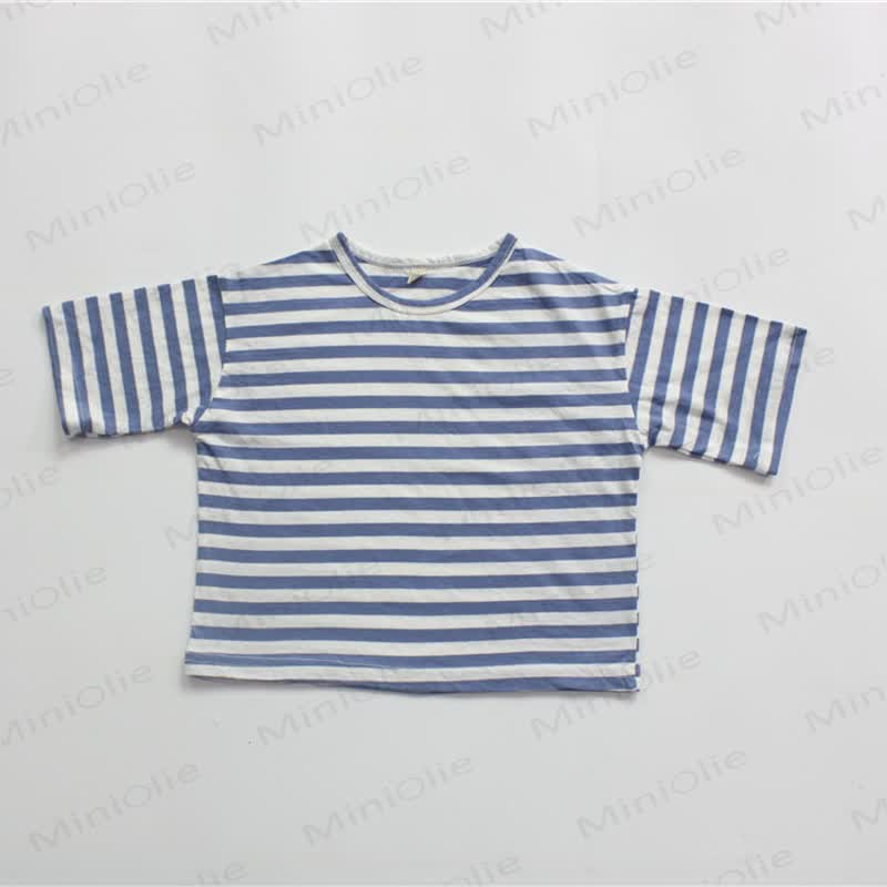 Kid Loose Striped Half-sleeved T-Shirt - Blue - 10Y - image 7