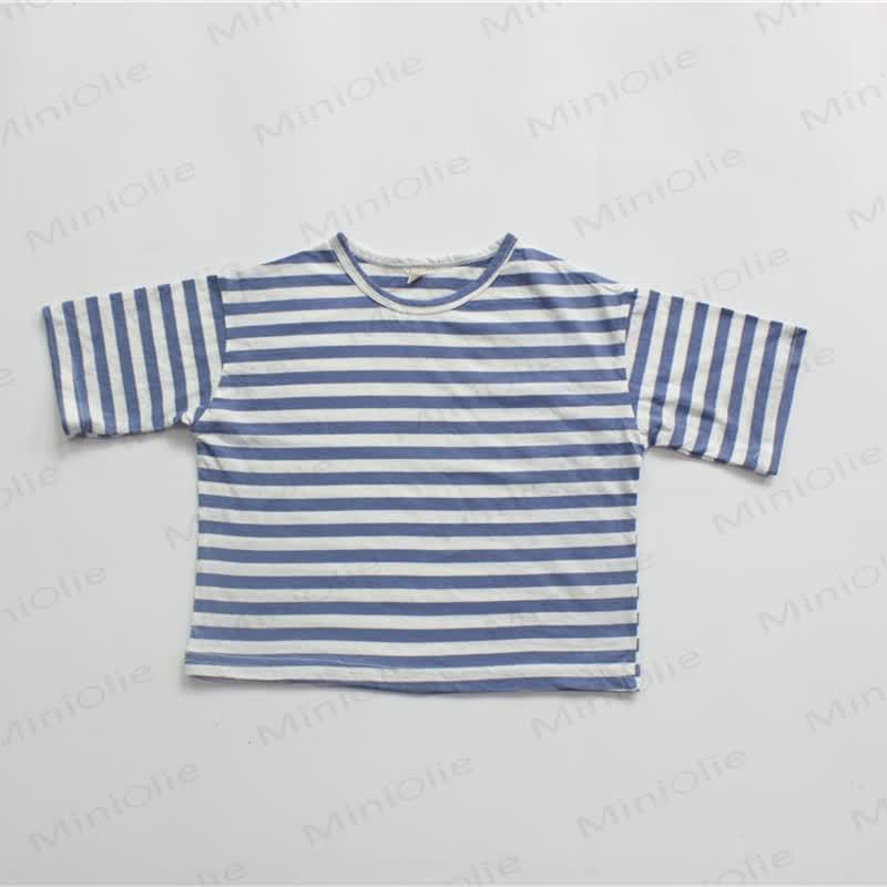 Kid Loose Striped Half-sleeved T-Shirt - Blue - 10Y - image 7