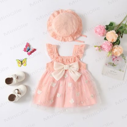 Baby Butterfly Bow Dress with Hat - Pink - 15-24M - image 8