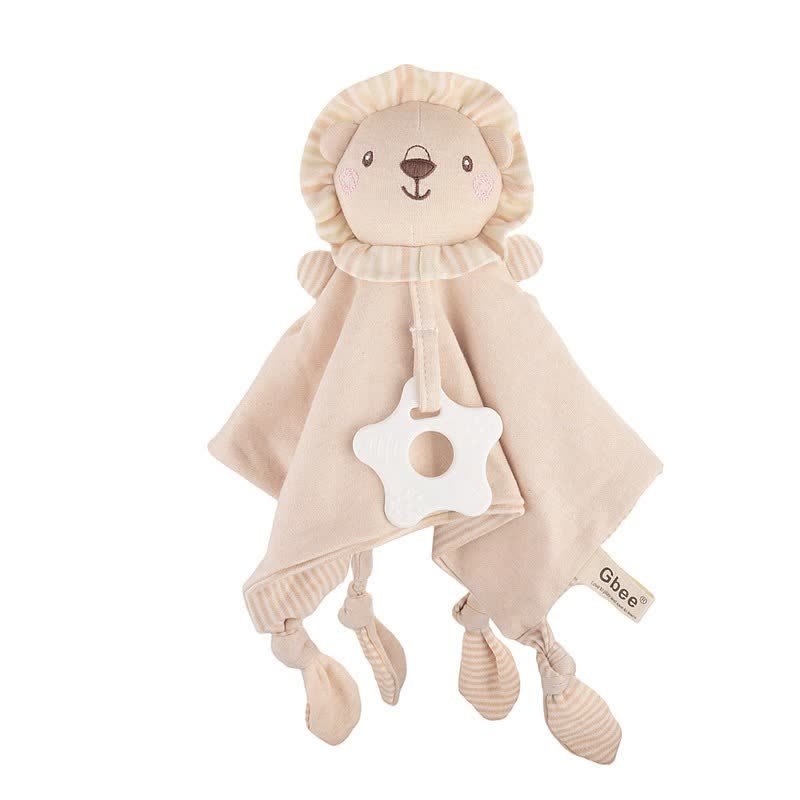 Personalized Baby Name Animal Security Blanket with Teether - Lion - image 9