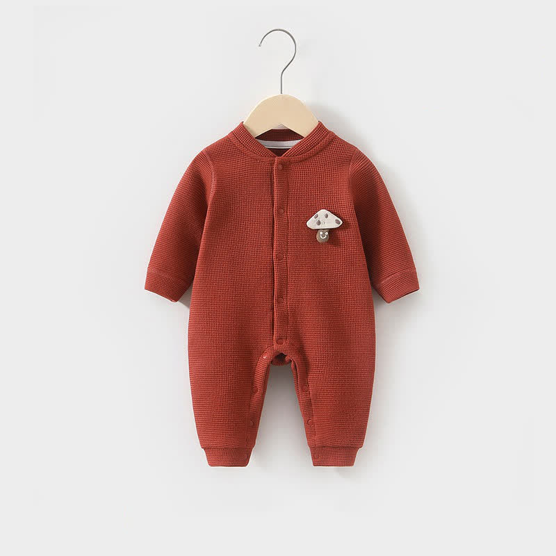Baby Mushroom Patch Waffle Romper - Red - 18-24M - image 2