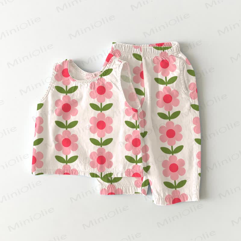 Baby Toddler Floral White Top and Shorts 2-piece Set - White - 3-4T - image 1