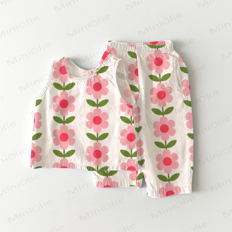 Baby Toddler Floral White Top and Shorts 2-piece Set - White - 3-4T - image 1