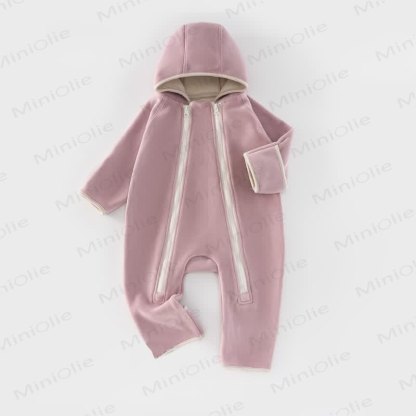 Baby Solid Color Hooded Fleece Romper - Purple - 2-3T - image 4