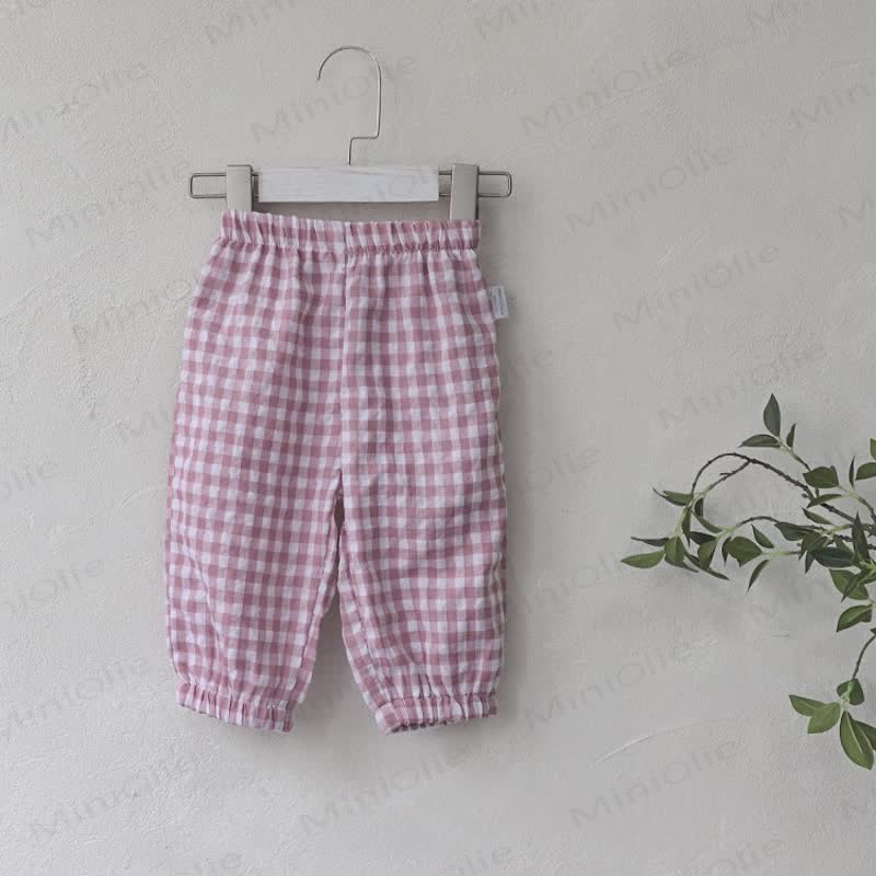  Baby Lovely Plaid Casual Jogger Pants - Pink - 3-5T - image 2