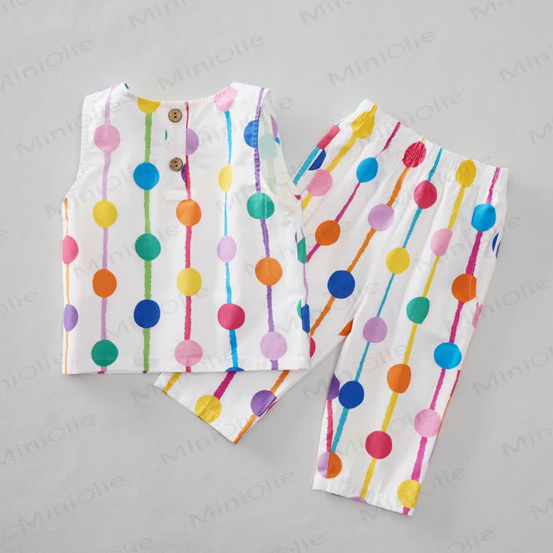 Baby Colorful Polka Dot Stripes 2-Piece Sleeveless Set - image 4