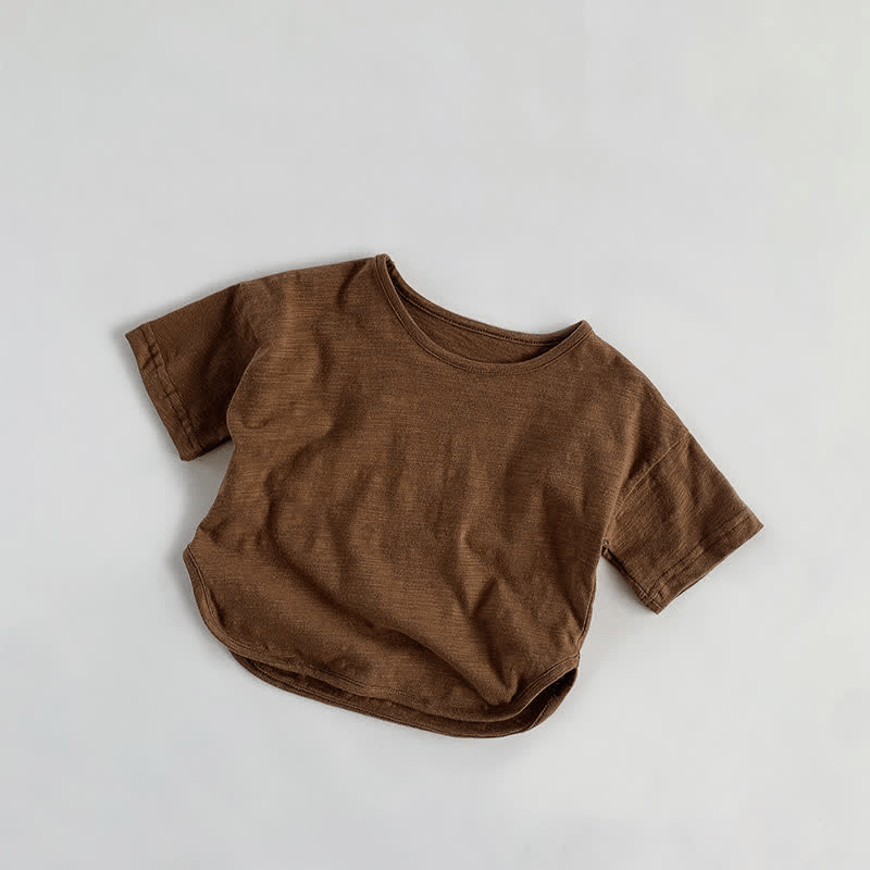 Toddler Boy Retro Solid Color T-Shirt - Brown - 7-9T - image 5
