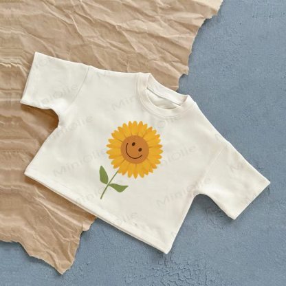 Baby Smiling Sunflower Summer Casual T-Shirt - White - 2-3T - image 1