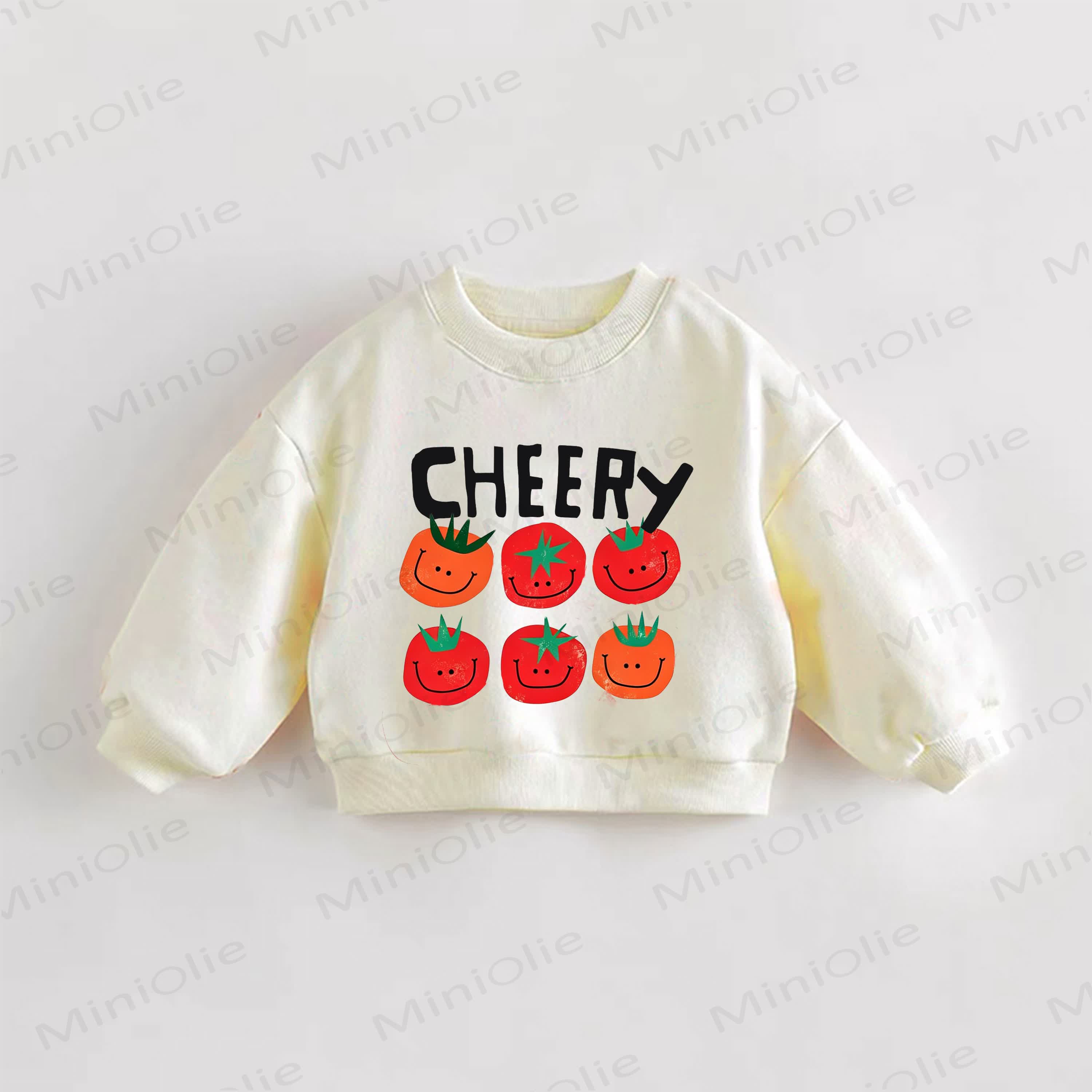 CHEERY Baby Toddle Tomato Print Sweatshirt - Cream - 3-5T - image 1
