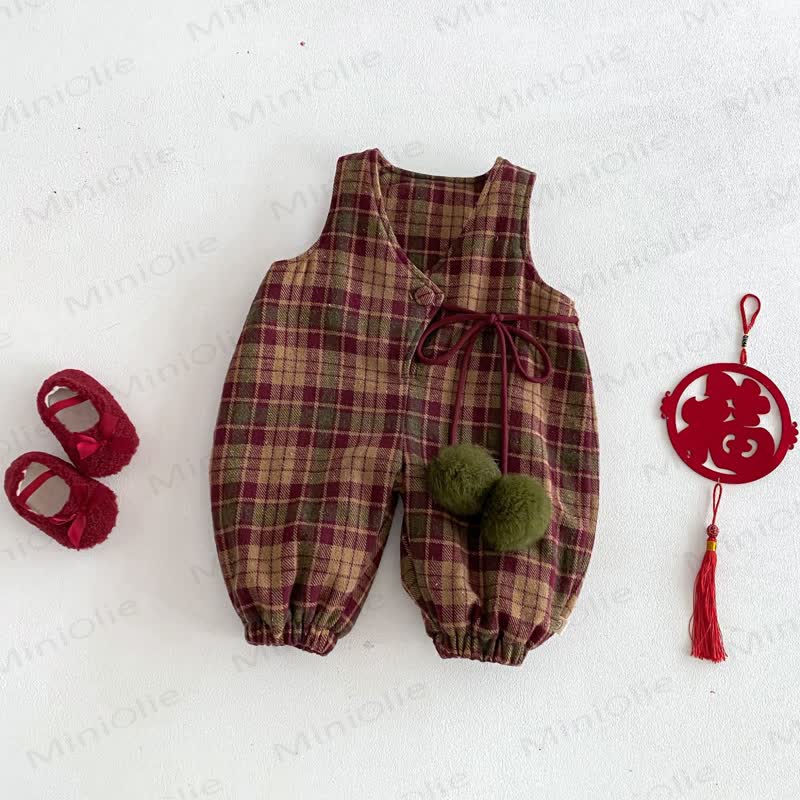 Baby Toddler Red Plaid Quilted Overalls & Red Top - Red Plaid Overalls - 5-7T - image 4