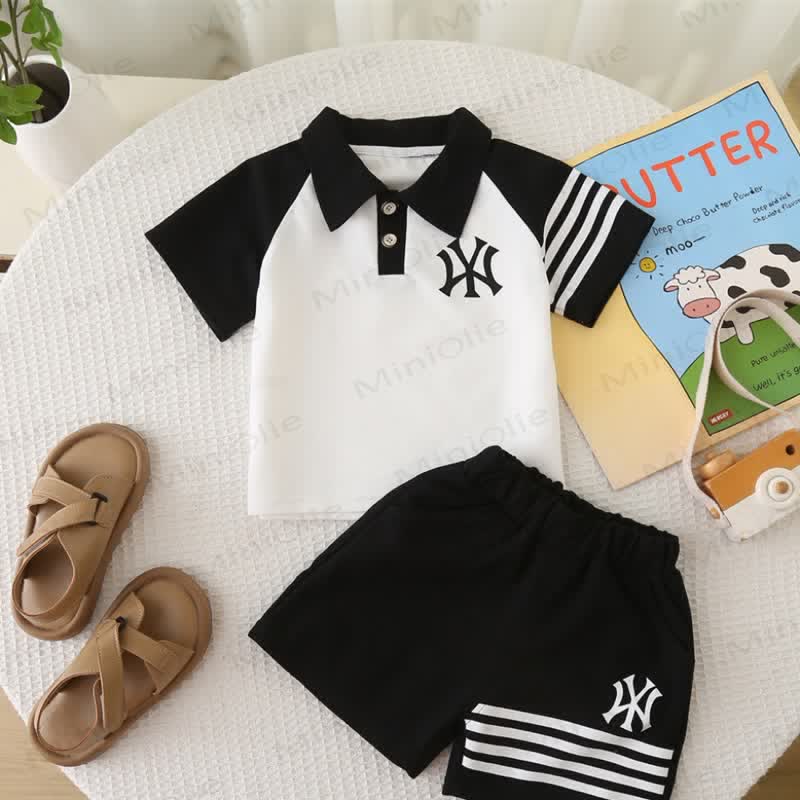 Toddler Boys Colorblock Polo Shirt and Shorts 2-Piece Set - Black - 4-5T - image 4