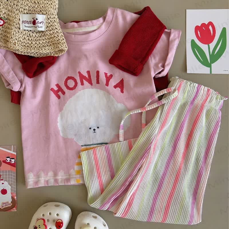Toddler Girls Striped Full-Print Pants - Multicolor Striped - 8-9T - image 3