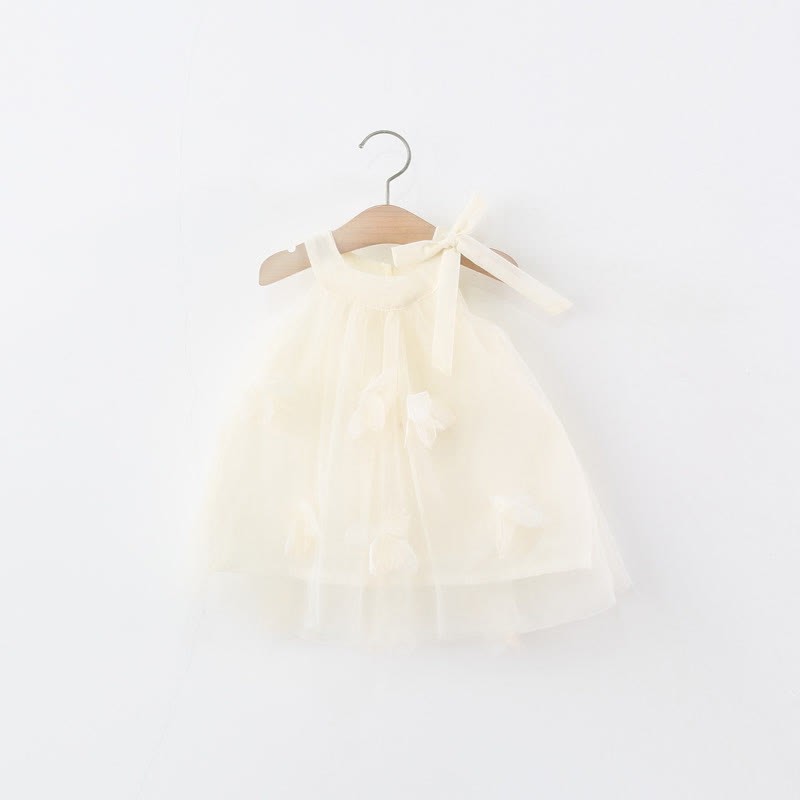 Toddler 3D Flower Bow Tulle Charming Dress - Beige - 5-7T - image 13