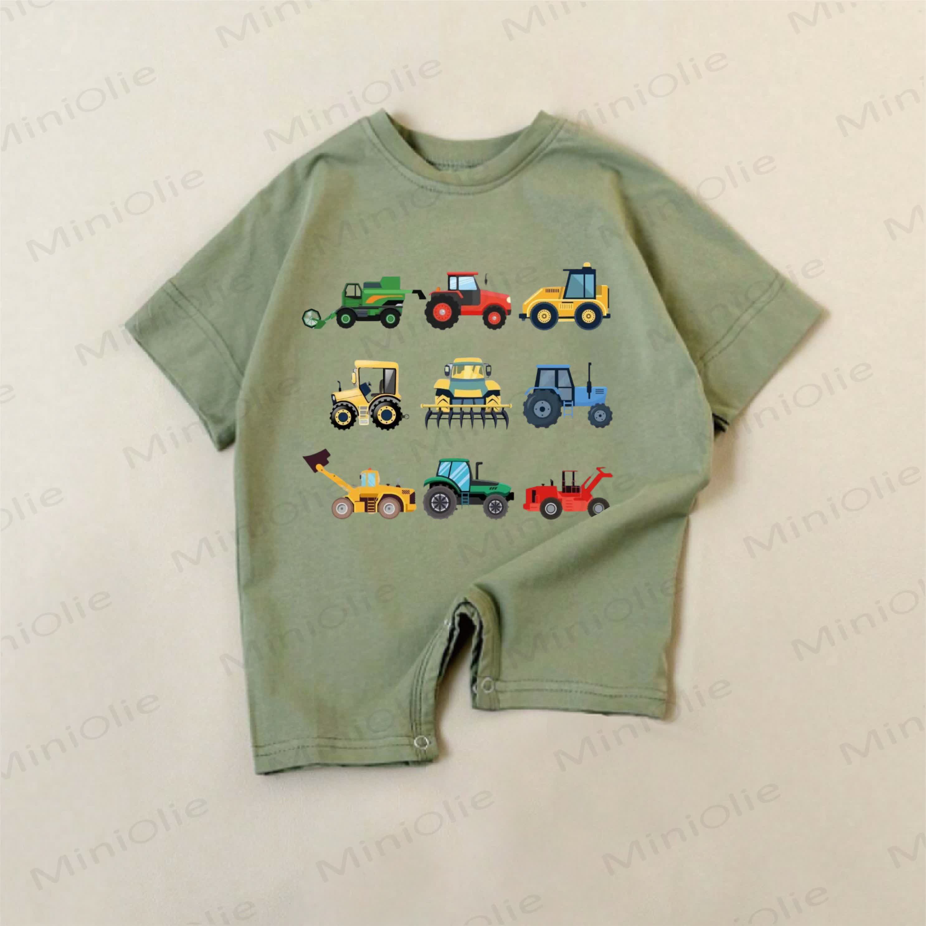 Baby Green Excavator Print Romper - Green - 18-24M - image 1