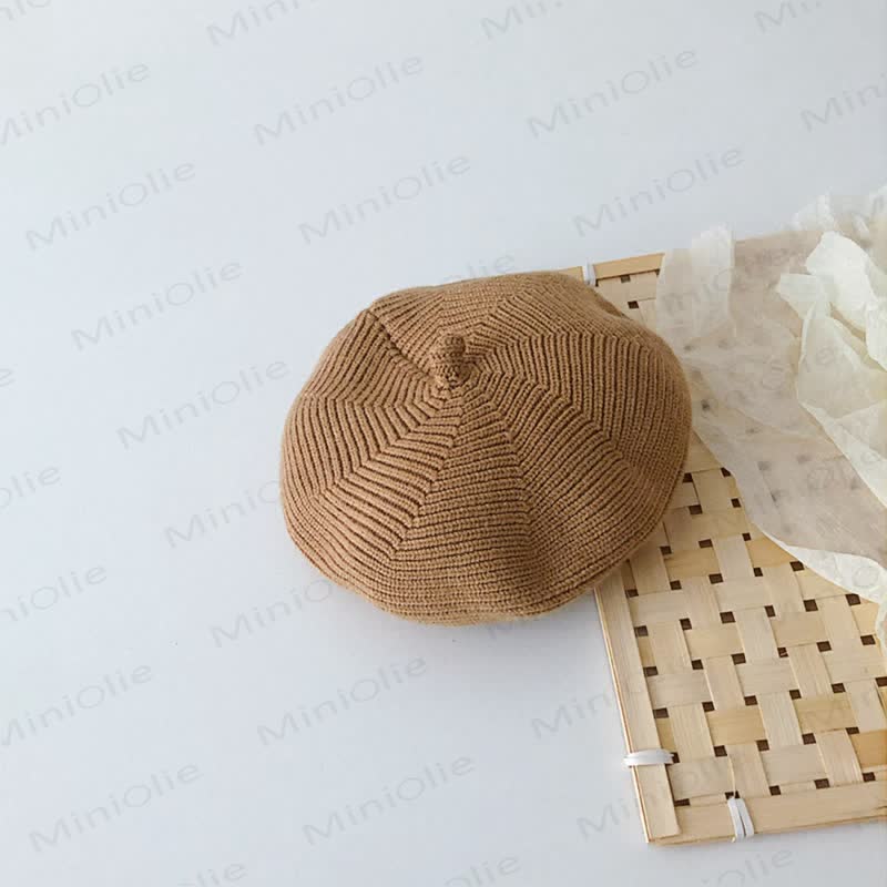 Baby Solid Color Cute Knitted Beret Hat - Brown - 6M-4T - image 7