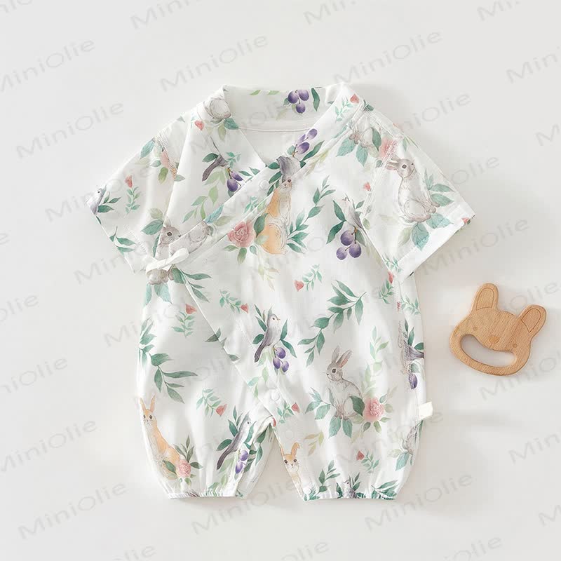 Baby White Animals Print Romper - White Bird - 18-24M - image 6