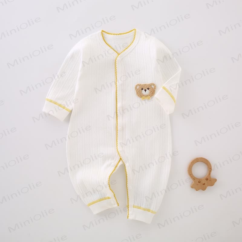 Baby Bear Patch Colored Outline Romper - Yellow - 18-24M - image 3
