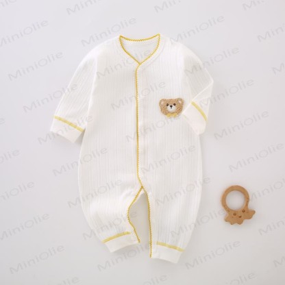Baby Bear Patch Colored Outline Romper - Yellow - 18-24M - image 3