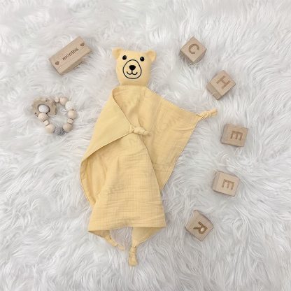 Personalized Baby Name Lion/Bear Security Blanket - Yellow Bear - 30x30cm - image 6