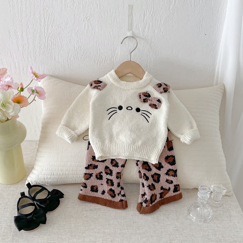 Baby Toddler Girls Leopard Cat Bow 2-piece Set - image 3