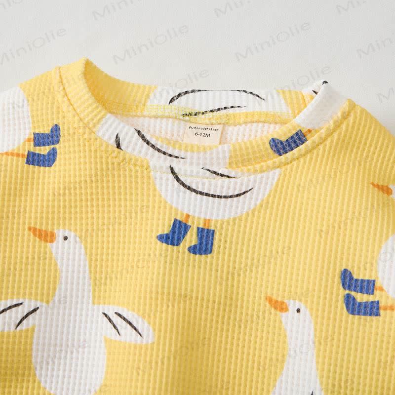 Baby Yellow Goose Print Waffle 2-piece Set - image 7