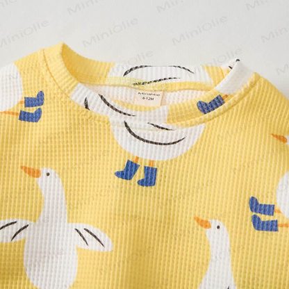 Baby Yellow Goose Print Waffle 2-piece Set - image 7