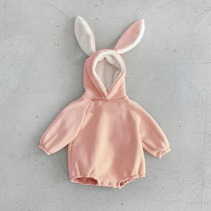 Baby Fleece Lined Solid Color Hooded Bodysuit - Pink - 18-24M - image 5