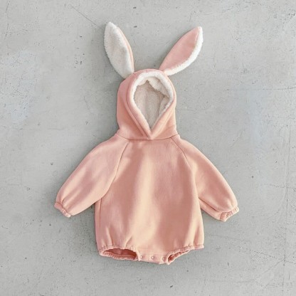 Baby Fleece Lined Solid Color Hooded Bodysuit - Pink - 18-24M - image 5