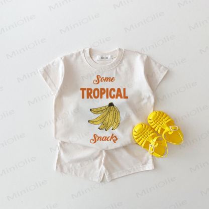SOME TROPICAL SNACKS Baby Banana Tee and Shorts 2-piece Set - White - 18-24M - image 1