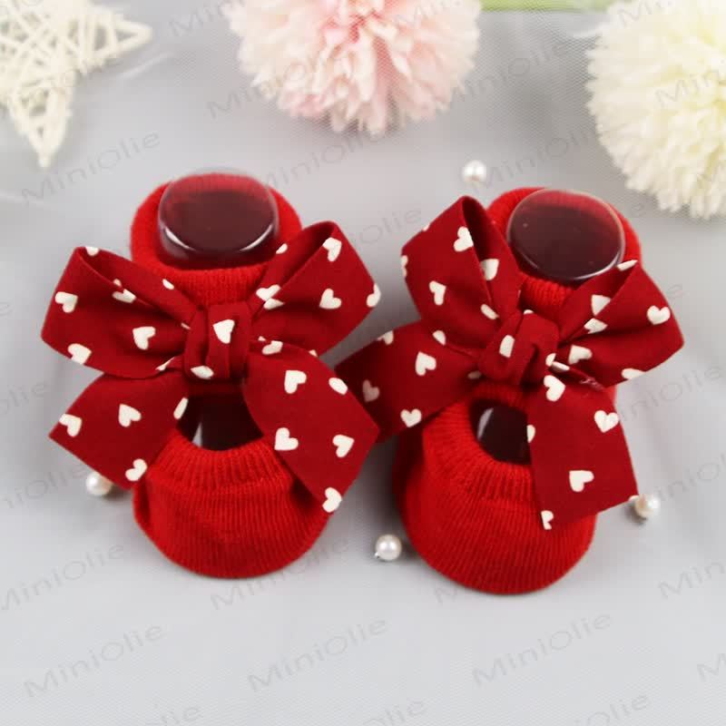 Baby Bow Pre-walker Socks - Heart - 0-12M - image 9