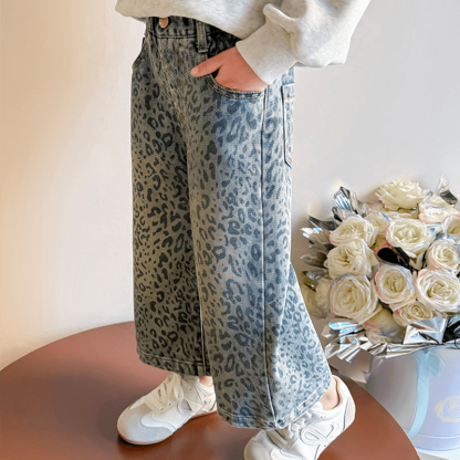 Toddler Leopard Print Denim Blue Pants - image 4