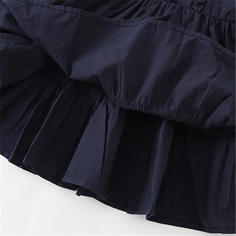 Toddler Kid Dark Blue Solid Color Dress - image 6