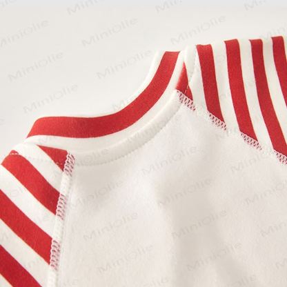 Baby Striped Sleeve Bear Badge Romper - image 5