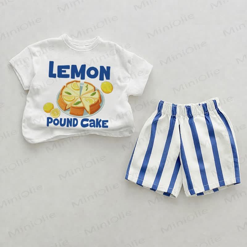 LEMON POUND CAKE Baby Blue Vertical Striped 2-piece Shorts Set - White&Blue - 2-3T - image 1
